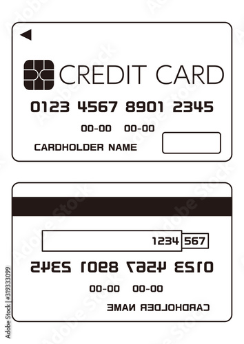 キャッシュレス決済に使えるクレジットカードデザイン線画イメージ