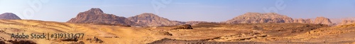 Egypt. Desert and mountains of the Sinai Peninsula. Sands, dunes, rocks and gorges. Promised land.