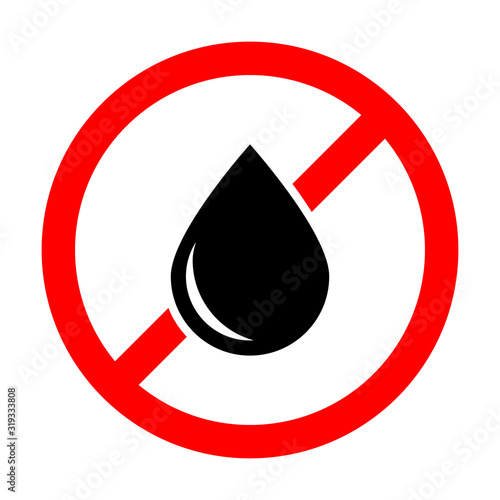 no water forbidden sign symbol logo water drops front style