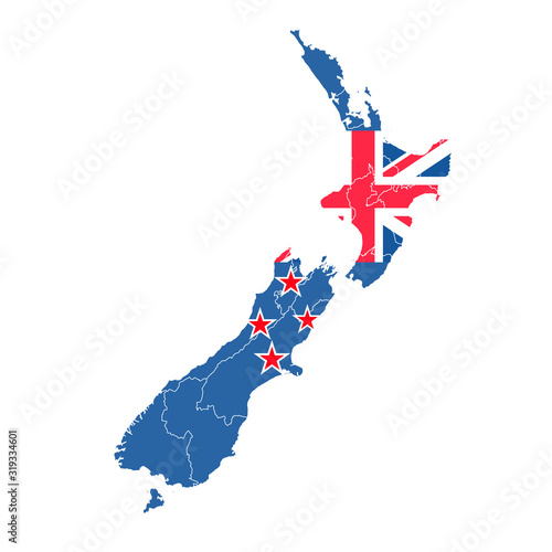 ニュージーランド　 国旗　地図　アイコン