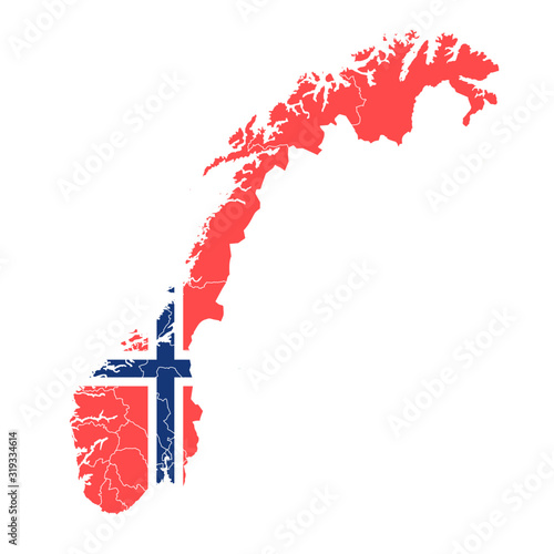 ノルウェー　 国旗　地図　アイコン