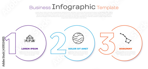 Set line Mars rover, Planet and Great Bear constellation. Business infographic template. Vector