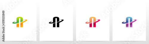 Swoosh Graphic On Letter Logo Design N
