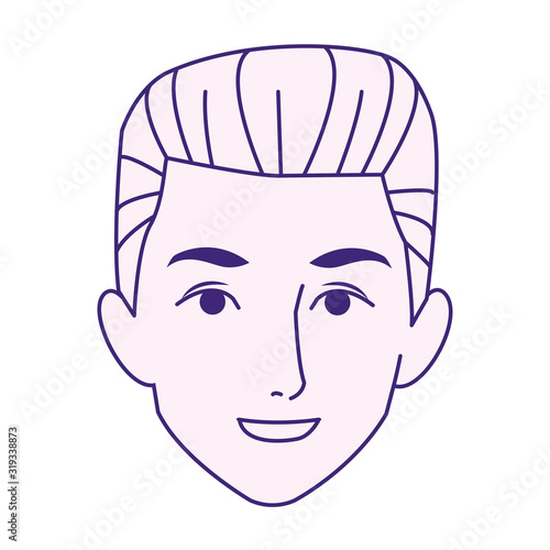 young man face smiling icon, flat design