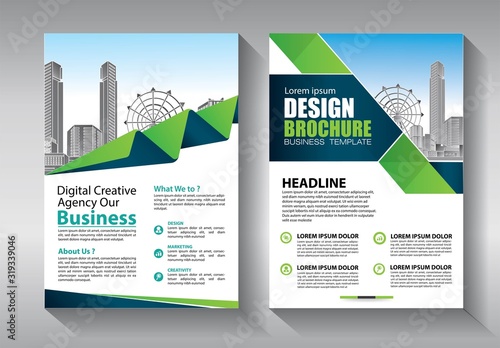 Business abstract vector template. Brochure design, cover modern layout, annual report, poster, flyer in A4 with colorful triangles, geometric shapes for tech, science, market with light background