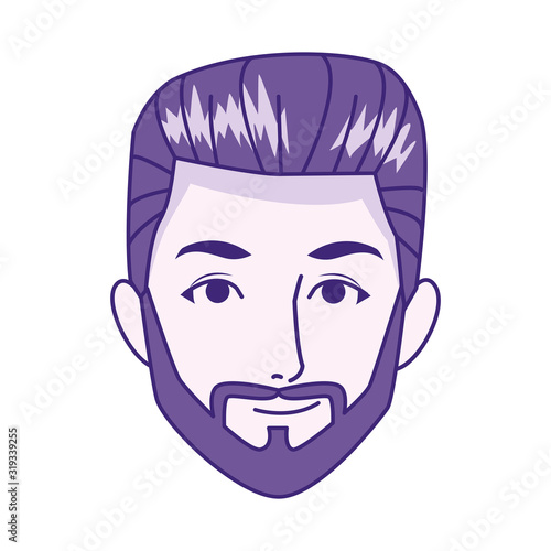cartoon man with beard icon, colorful design