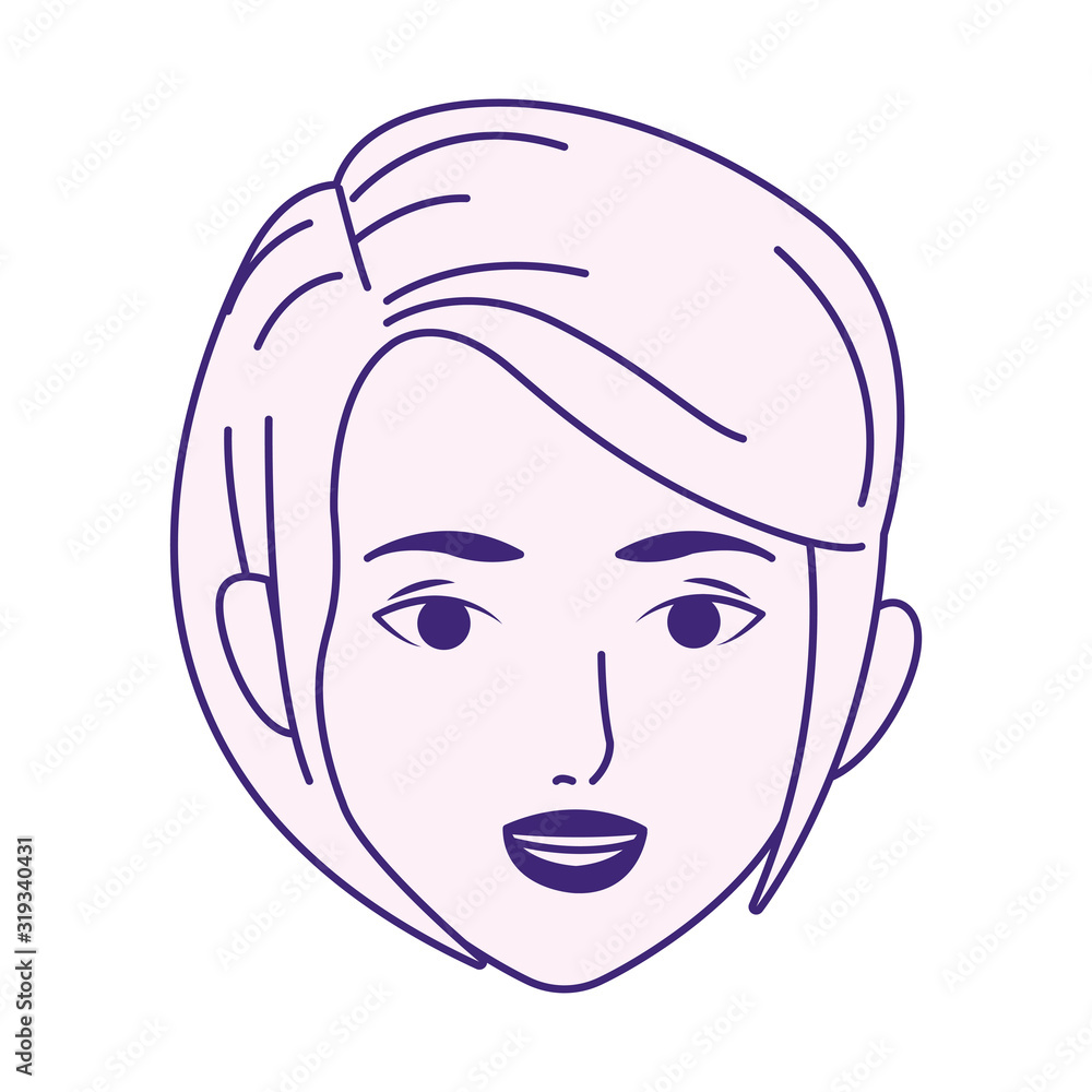 cartoon woman head with short hair icon, flat design cartoon woman head with short hair icon, flat design