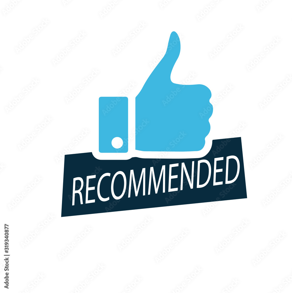 blue vector illustration banner recommended with thumbs up blue vector illustration banner recommended with thumbs up