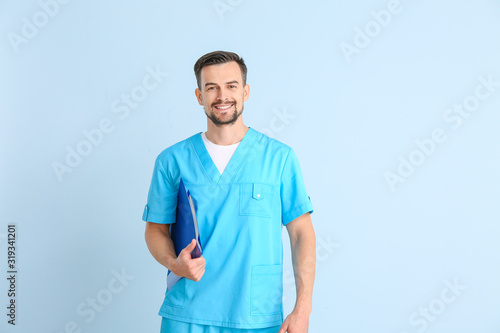 Portrait of male doctor on ...
