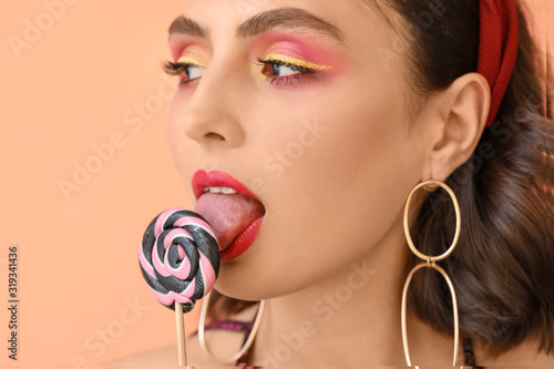 Young Woman Licking Swirl L...