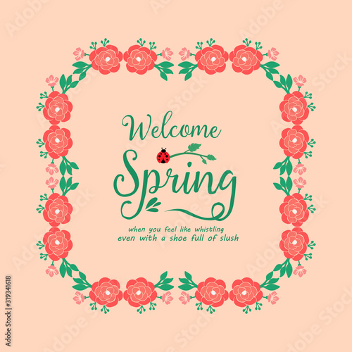Unique Shape pattern of leaf and floral, for welcome spring elegant greeting card concept. Vector