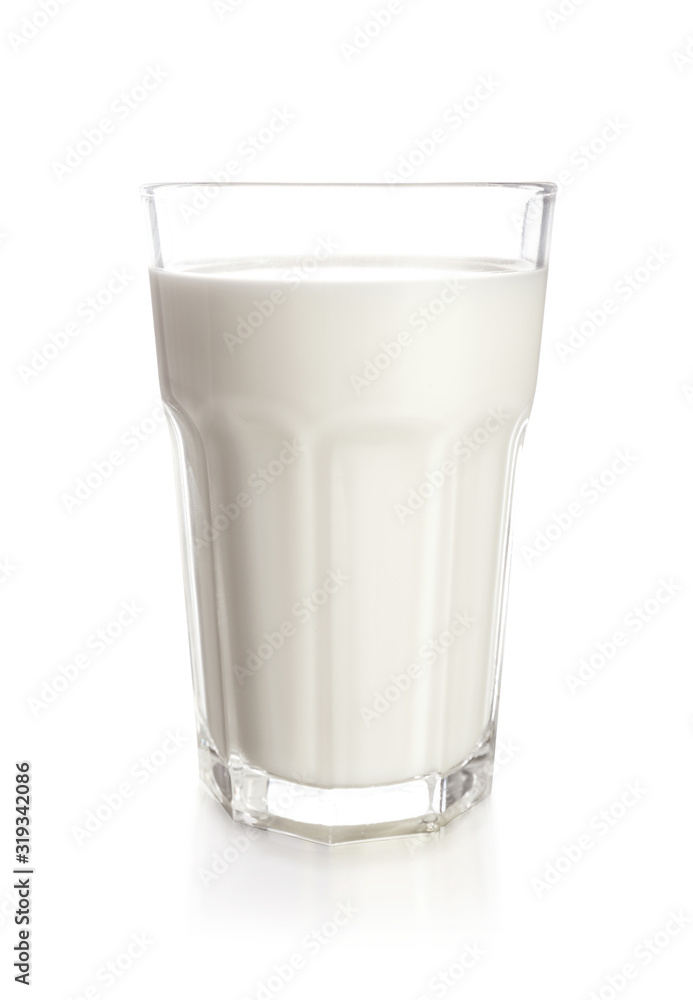 Glass of tasty milk on white background Glass of tasty milk on white background