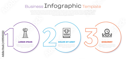 Set line Antenna, User manual and Robot and digital time manager. Business infographic template. Vector