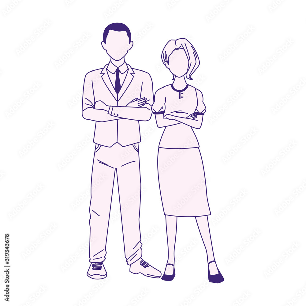 businessman and woman standing icon businessman and woman standing icon