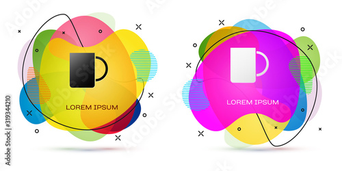 Color Coffee cup icon isolated on white background. Tea cup. Hot drink coffee. Abstract banner with liquid shapes. Vector Illustration