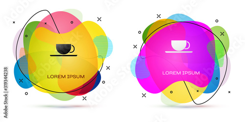 Color Coffee cup icon isolated on white background. Tea cup. Hot drink coffee. Abstract banner with liquid shapes. Vector Illustration