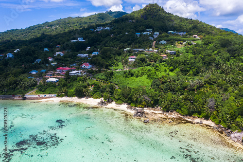Anse Royale beach drone view in Mahe Island Seychelles  © NEWTRAVELDREAMS