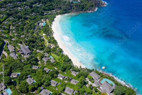 Drone view of the Island of Mahe in Seychelles 
