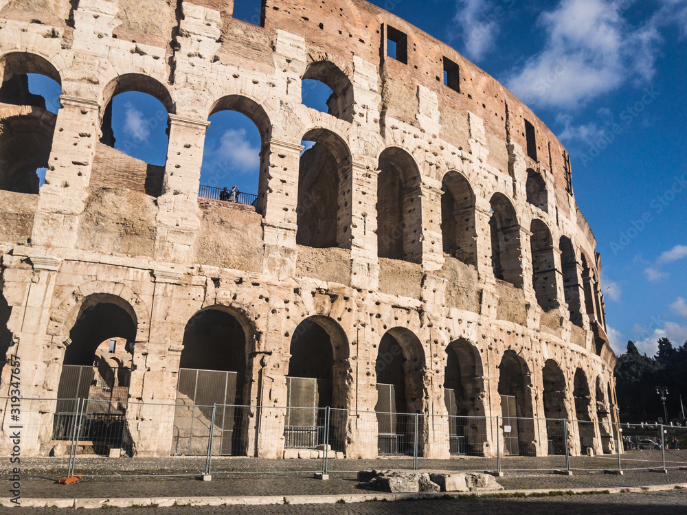  The Colosseum or Coliseum or the Flavian Amphitheatre, an oval amphitheatre in the centre of the city of Rome, Italy