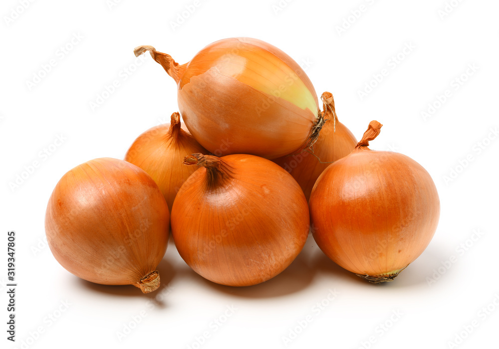 Gold onion vegetable bulbs on white background Gold onion vegetable bulbs on white background