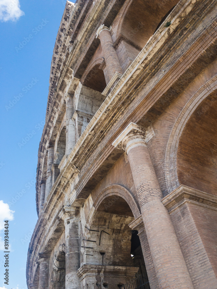  The Colosseum or Coliseum or the Flavian Amphitheatre, an oval amphitheatre in the centre of the city of Rome, Italy