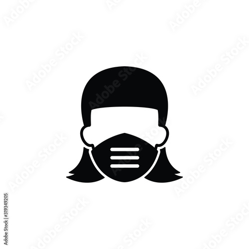 Free Download Woman with mask for protect virus or pollution icon vector - GFXLoad
