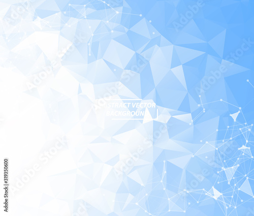 Blue Geometric Polygonal background molecule and communication. Connected lines with dots. Minimalism background. Concept of the science, chemistry, biology, medicine, technology.