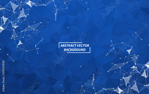 Dark Blue Geometric Polygonal background molecule and communication. Connected lines with dots. Minimalism background. Concept of the science, chemistry, biology, medicine, technology.