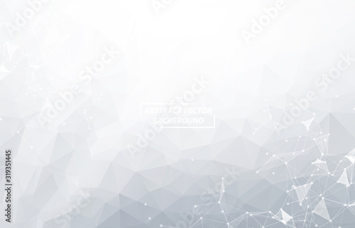 Abstract White Polygonal Space Background with Connecting Dots and Lines.  Connection structure. Vector science Futuristic HUD background.