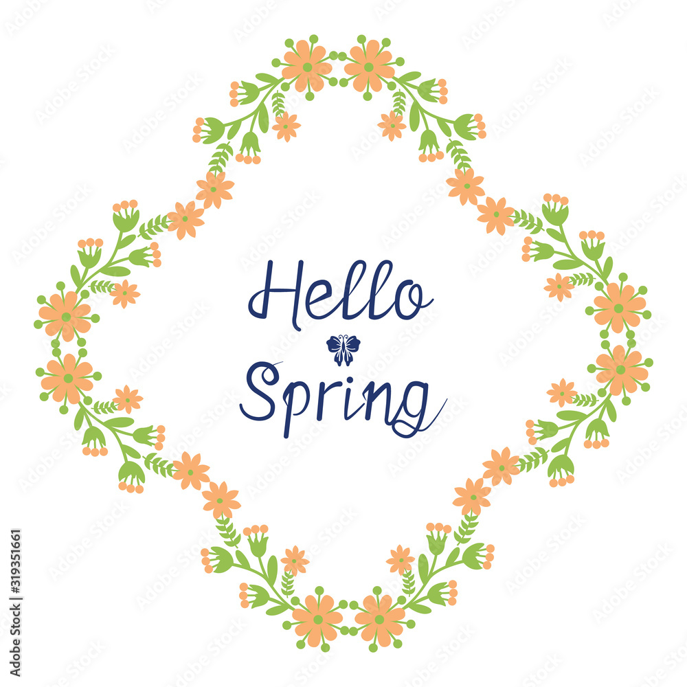 Seamless Ornament of leaf and flower frame, for hello spring invitation card template design. Vector