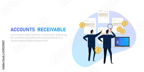 Accounts receivable money financial management in company, businessman looking at invoice and payment