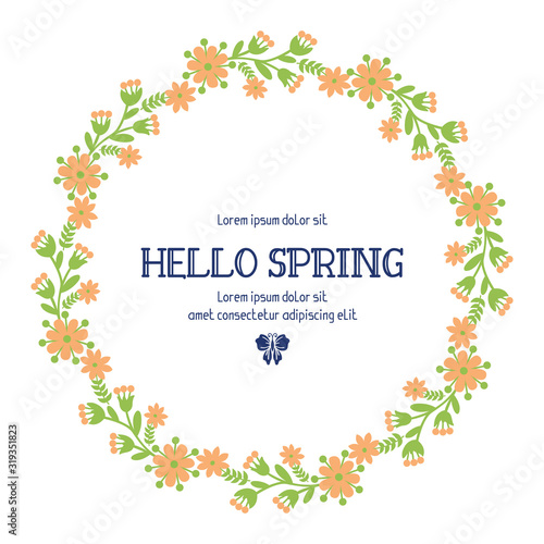 Seamless Ornament of leaf and flower frame, for hello spring invitation card template design. Vector