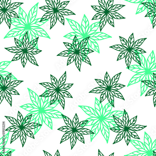 Seamless pattern of dark green collected leaves on a white background with light green leaves. Hand drawn. Can be used for wrapping paper, printing on packaging, fabric, textile, print, clothes