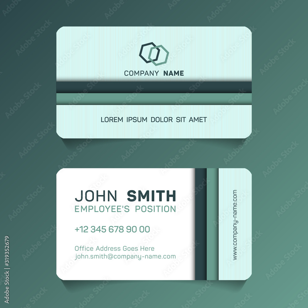 Double sided business card papercut idea vector templates set. Personal business card graphic design with place for logo, company name, employee's position, phone number, website and office address. Double sided business card papercut idea vector templates set. Personal business card graphic design with place for logo, company name, employee's position, phone number, website and office address.