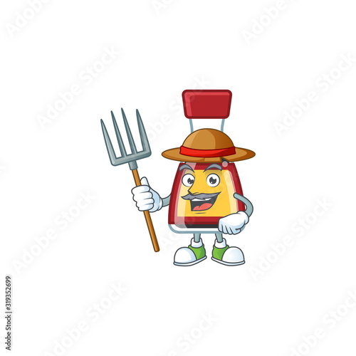 Cute Farmer say asian sauce cartoon mascot with hat and tools