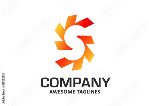 letter S with with Dynamic rotation symbol ,initial letter s vector logo design template