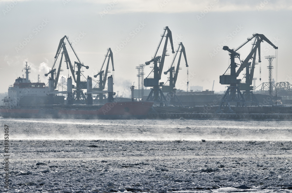 Seaport in the winter. Seaport in the winter.