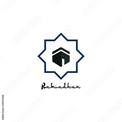Kaaba logo design template. kaaba symbol icon for ramadan logo