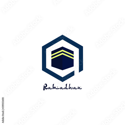 Kaaba logo design template. kaaba symbol icon for ramadan logo