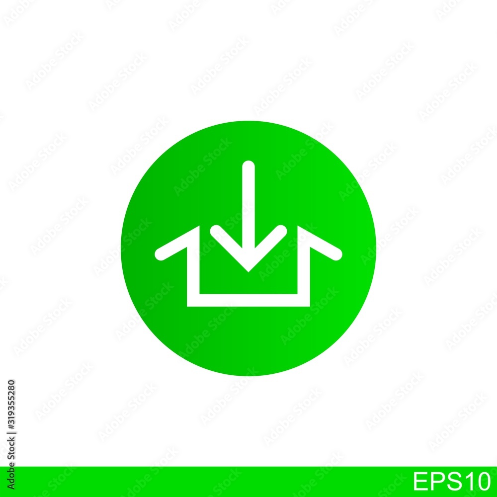 download icon with a down arrow inside the green circle. vector illustration download icon with a down arrow inside the green circle. vector illustration