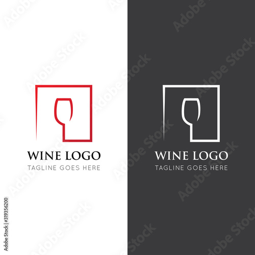 wine logo and icon vector illustration design template