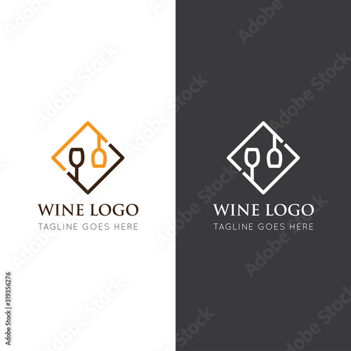 wine logo and icon vector illustration design template
