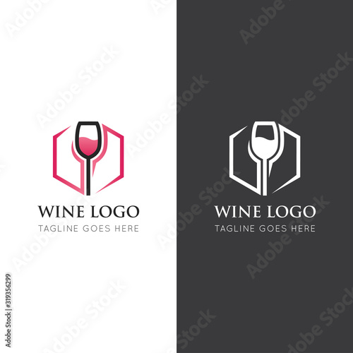 wine logo and icon vector illustration design template