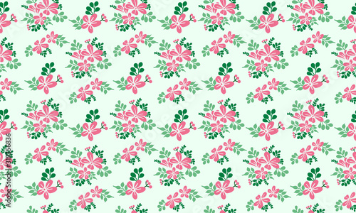 Seamless pink floral for valentine, with leaf and flower pattern background drawing.