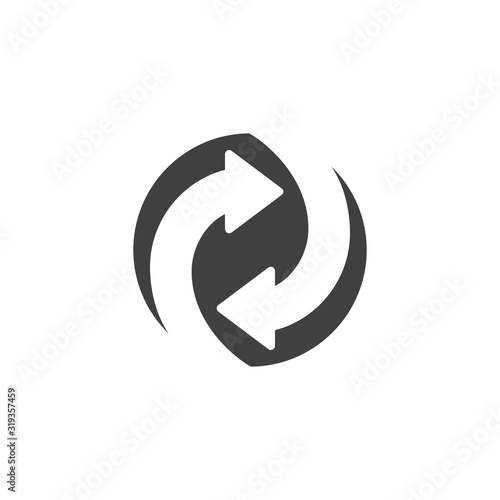Circular arrows vector icon. filled flat sign for mobile concept and web design. Recycling arrows glyph icon. Symbol, logo illustration. Vector graphics
