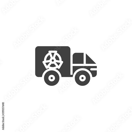 Recycling garbage truck vector icon. filled flat sign for mobile concept and web design. Garbage transportation glyph icon. Symbol, logo illustration. Vector graphics