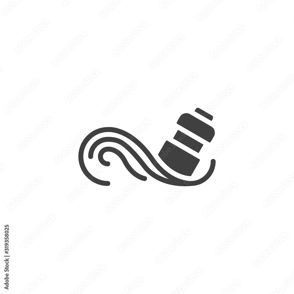 Fototapeta premium Plastic bottle in a sea water vector icon. filled flat sign for mobile concept and web design. Ocean pollution glyph icon. Symbol, logo illustration. Vector graphics