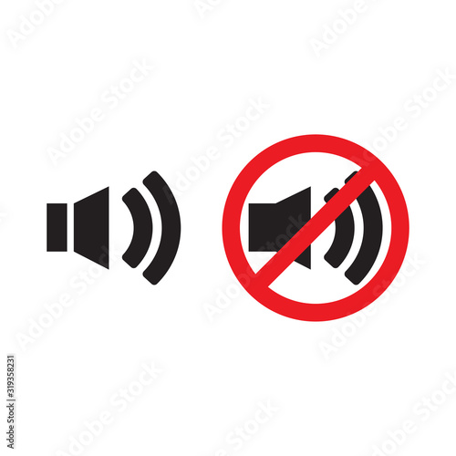 speakers that may be turned on and speakers that are prohibited from turning on icon vector designohibited from turning on