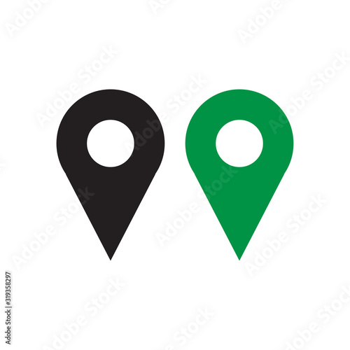 Pin map icon vector design with black color and green color