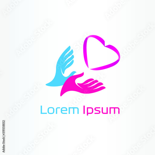 love hand logo vector illustration. hand symbol icon